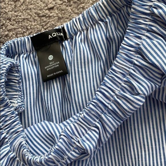 AQUA Ruffle Off Shoulder Stripe Dress - Picture 4 of 4